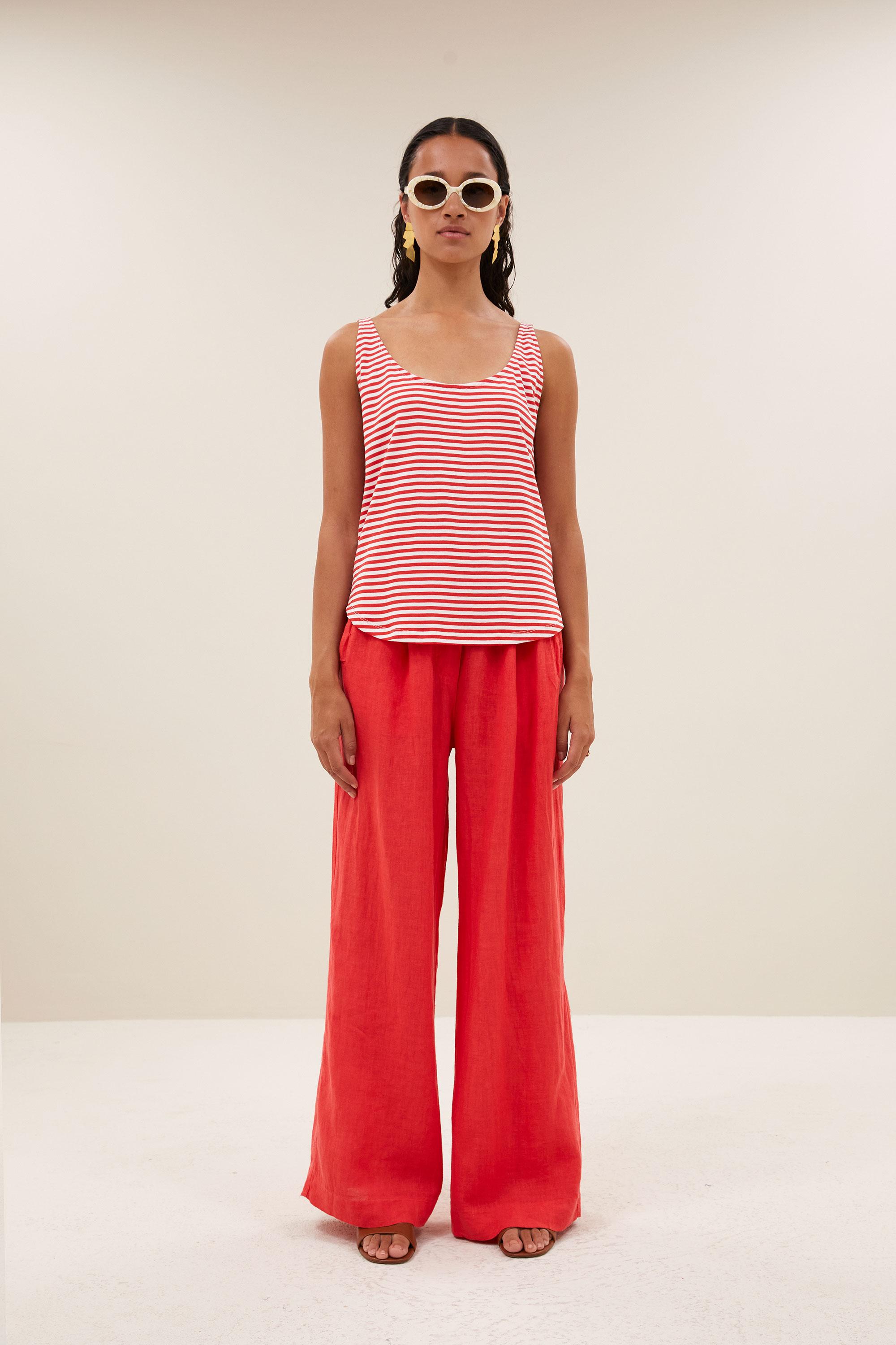 By-Bar Kid Stripe Singlet Damen Trägertop weiß-rot